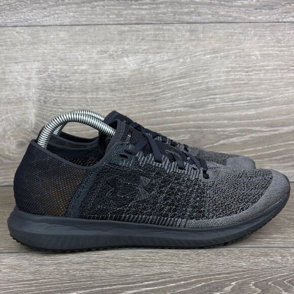 Under Armour Threadborne Blur Men’s Sz 9 Charcoal Gray Black Low Top Sneakers - Picture 1 of 10